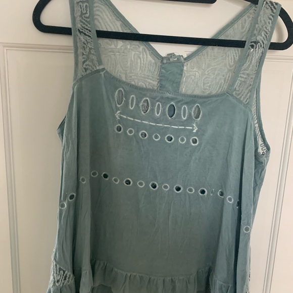 POL Blue Sleeveless Embellished Lace Top - Picture 1 of 3